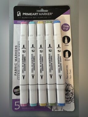 Primeart fabric markers 5 count pastel colors art supplies